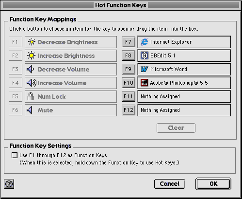 Hot Function Key Assignment