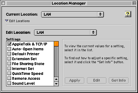 Location Manager Control Panel