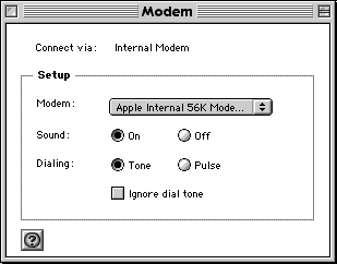 Modem control panel