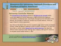 Resources for Astronomy Outreach Providers and Teachers of Native Americans home page